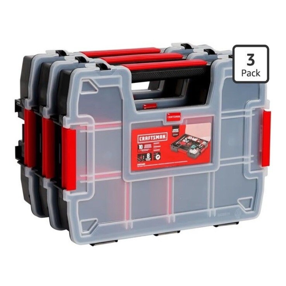 CRAFTSMAN Storage Organizer, Small Parts Organizer, 3-Packs with 10-Compartments